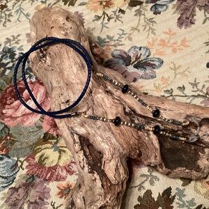 Dark Blue Braided Cord Beaded Eyeglass Leash / Chain / Lanyard